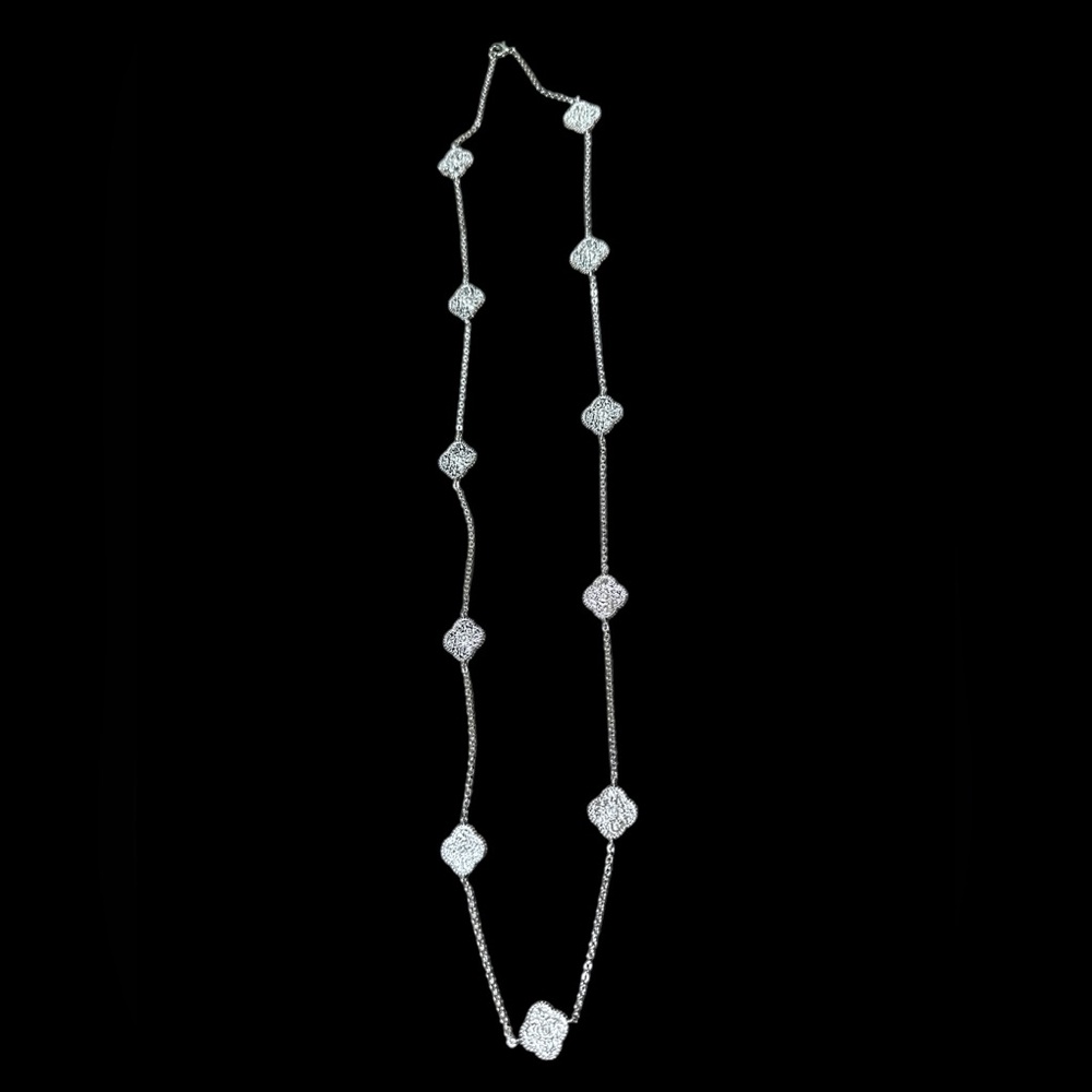 Stunning Cloverleaf CZ Silver 32" Necklace